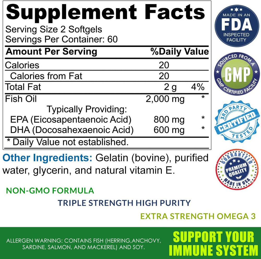 Total Activation Omega-3 enteric-coated capsules prevent fishy aftertaste.