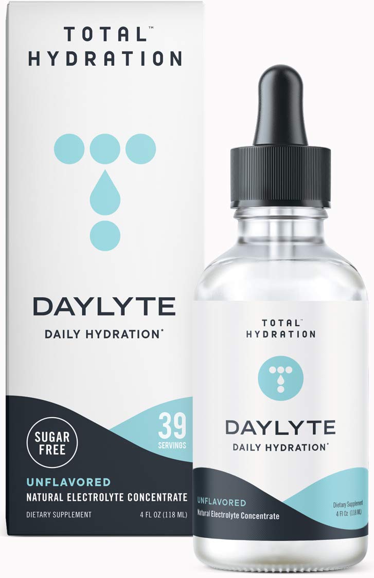 Total Hydration Daylyte Electrolyte Drops unflavored bottle for daily hydration.