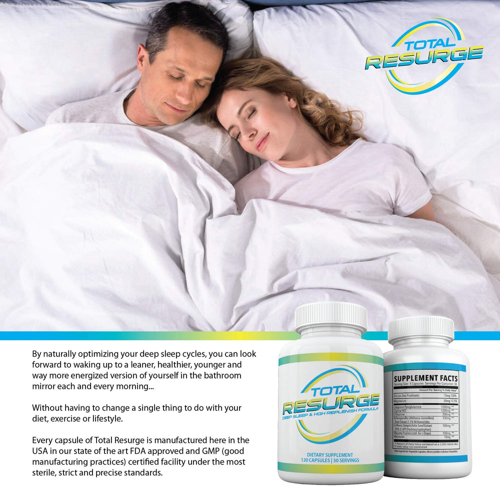 Total Resurge capsules close-up showing soft gel capsules for nightly use.