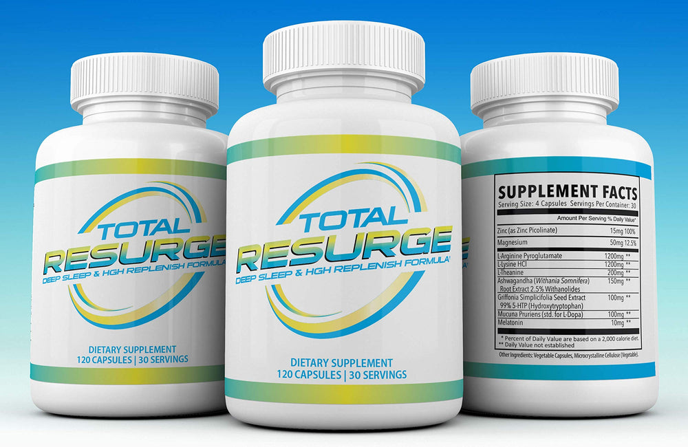 Total Resurge pill-count close-up emphasizing consistent daily dosing.