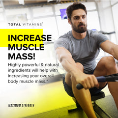 TOTAL VITAMINS Testosterone Booster capsules close-up with glossy finish, illustrating convenient daily supplementation for energy and fitness support