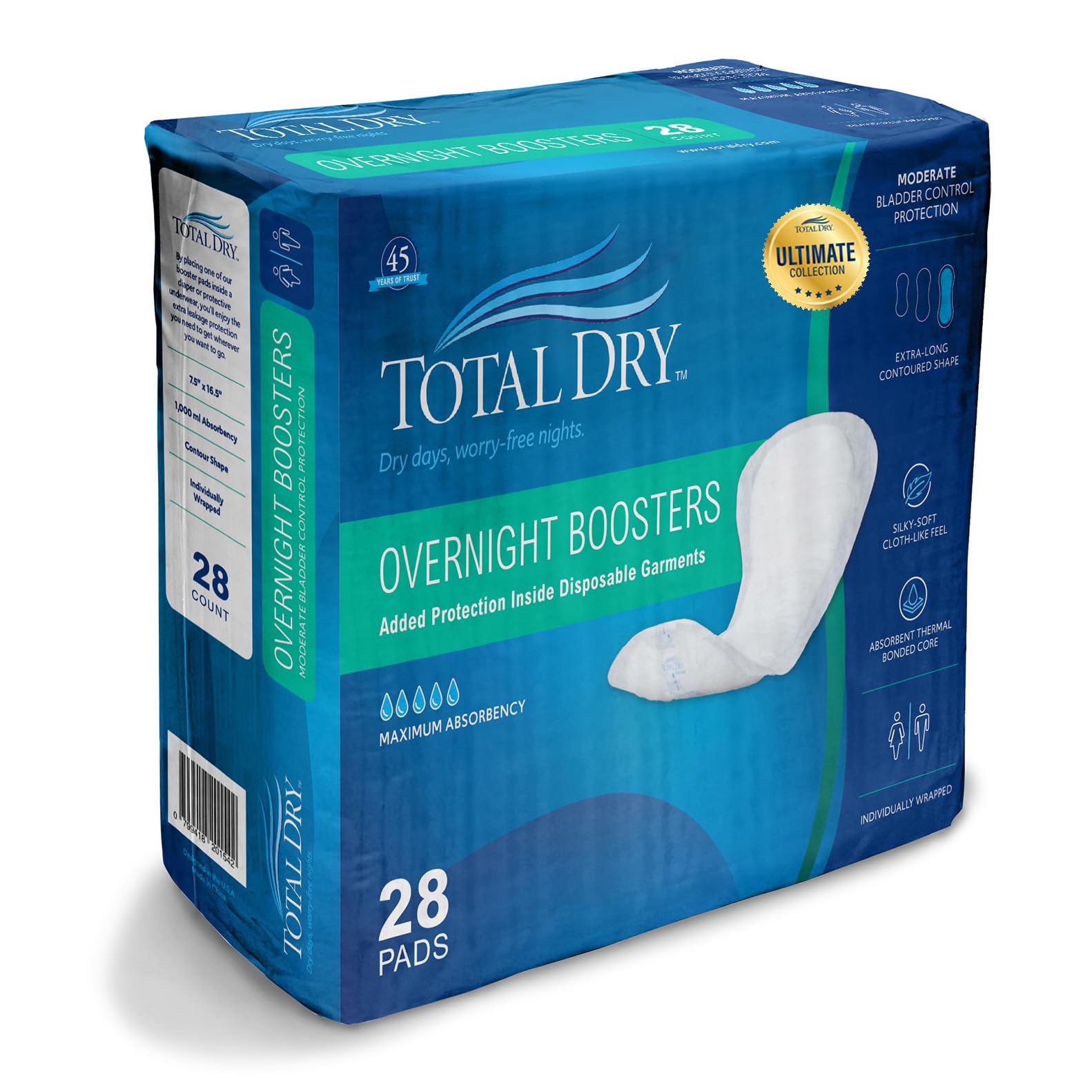 Total Dry Ultimate Booster Pad open packaging showing easy-access design for quick application