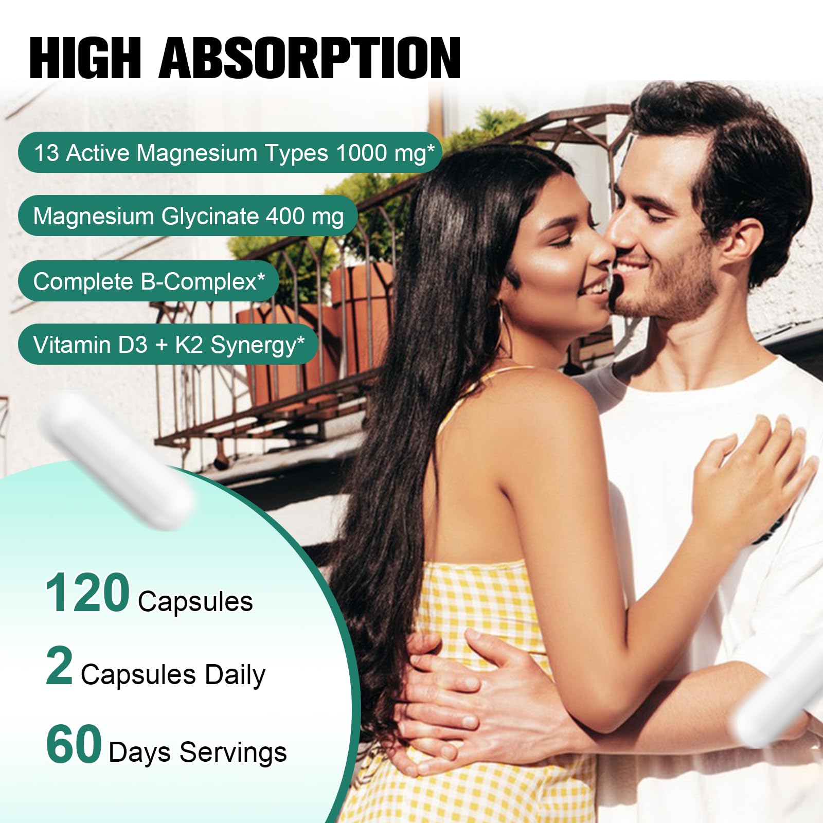Totaria 25-in-1 magnesium capsules in hand indicates vegan intake