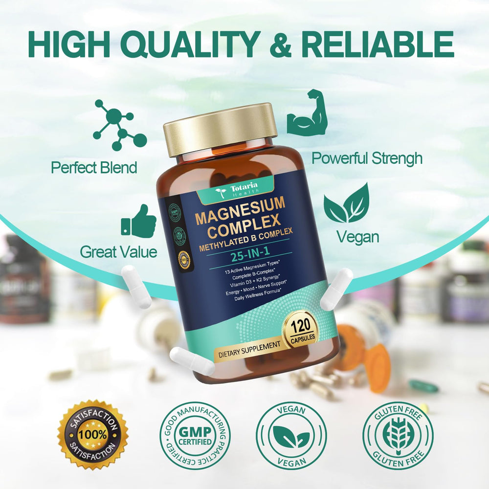 Totaria 25-in-1 magnesium packaging box showcases premium, non-GMO formulation