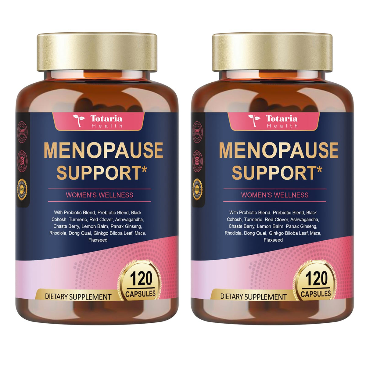 Totaria 40-in-1 menopause bottle pour illustrating easy daily dosing for hormonal support