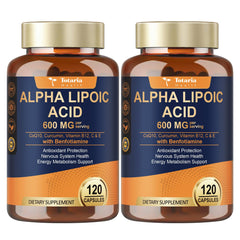 Totaria Alpha Lipoic Acid 600mg bottle for nerve support and energy.