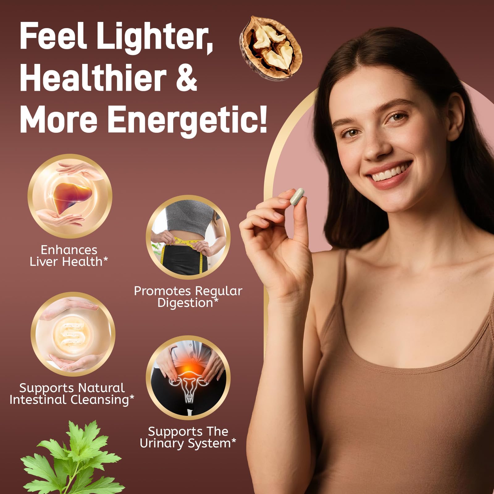 Totaria clove capsules on label emphasizing natural detox benefits