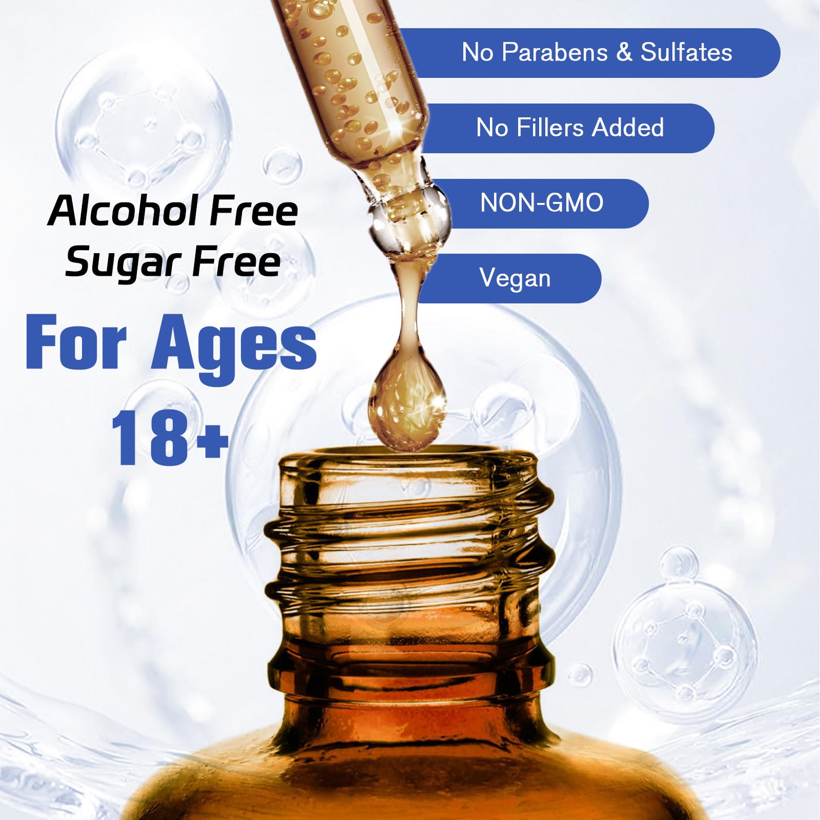 Totaria cortisol drops label close-up confirming vegan, gluten-free, non-GMO formula.
