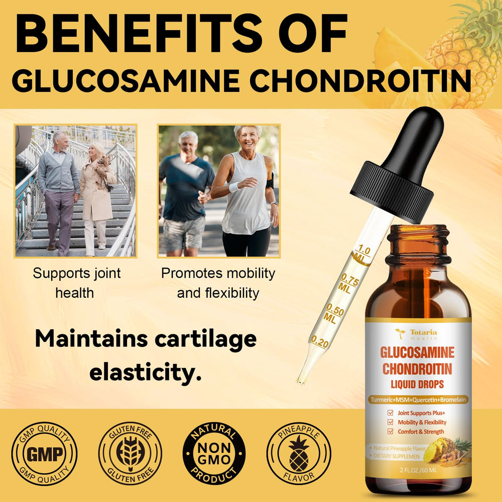 Totaria glucosamine chondroitin drops pour illustrating easy daily dosing