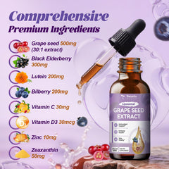 Totaria grape seed extract drops dispense for easy sublingual use.