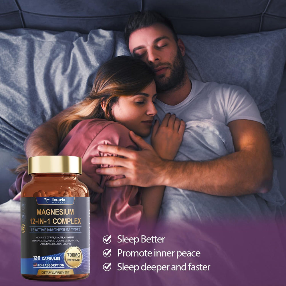 Totaria Magnesium Complex vegan capsules with allergen-free labeling.