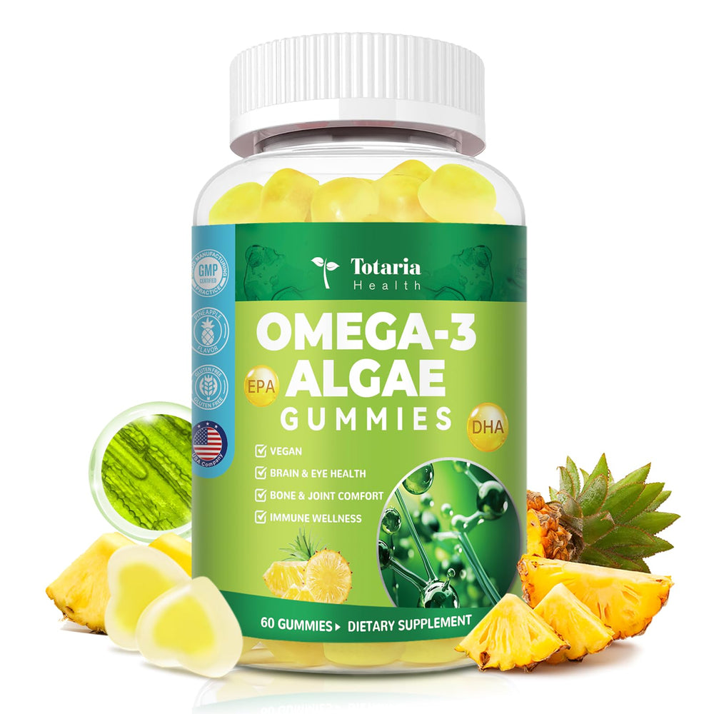 Totaria gummy bottle with pineapple flavor hints a fruity daily treat.