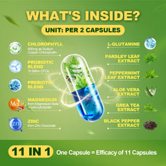 Totaria probiotic capsules close-up support gut balance and odor reduction.