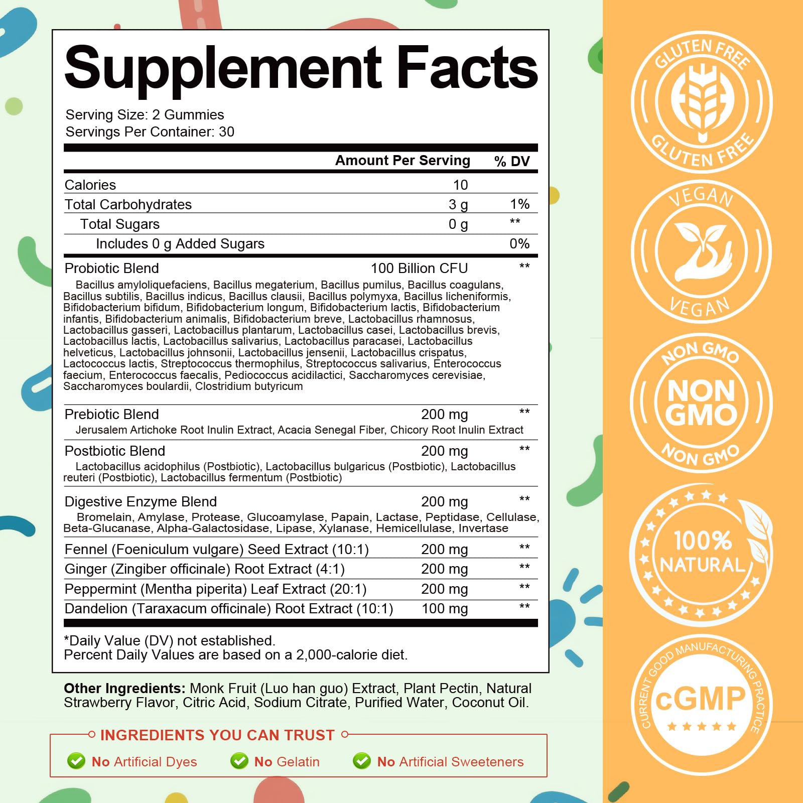 Totaria gummies in a jar with peppermint and ginger visuals for digestion