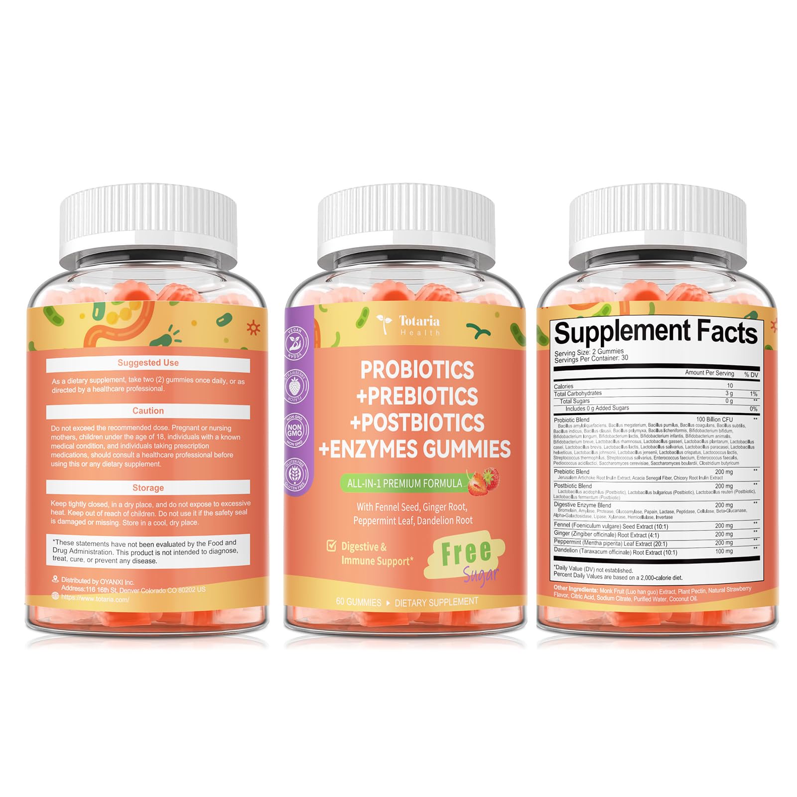 Totaria packaging shows natural strawberry flavor and sugar free claim