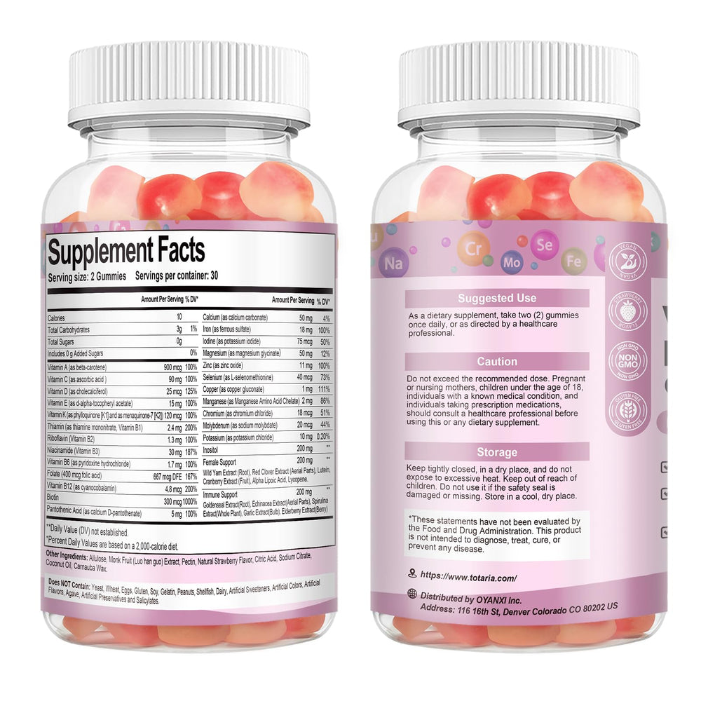 Totaria strawberry gummy close-up suggests delicious flavor for daily use.