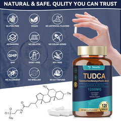 Totaria Tudca bottle on counter shows convenient 60-day supply