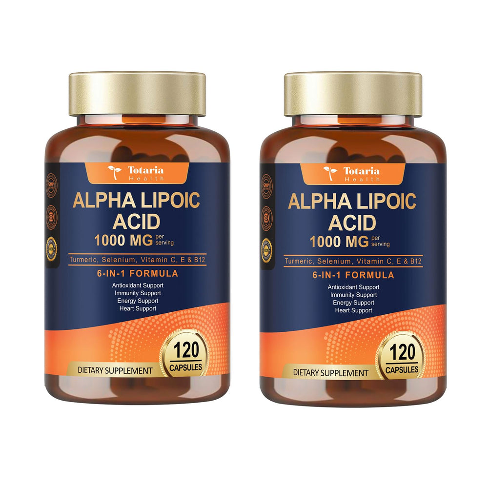 Totaria Alpha Lipoic Acid 1000mg two-pack box supports energy and antioxidant protection.