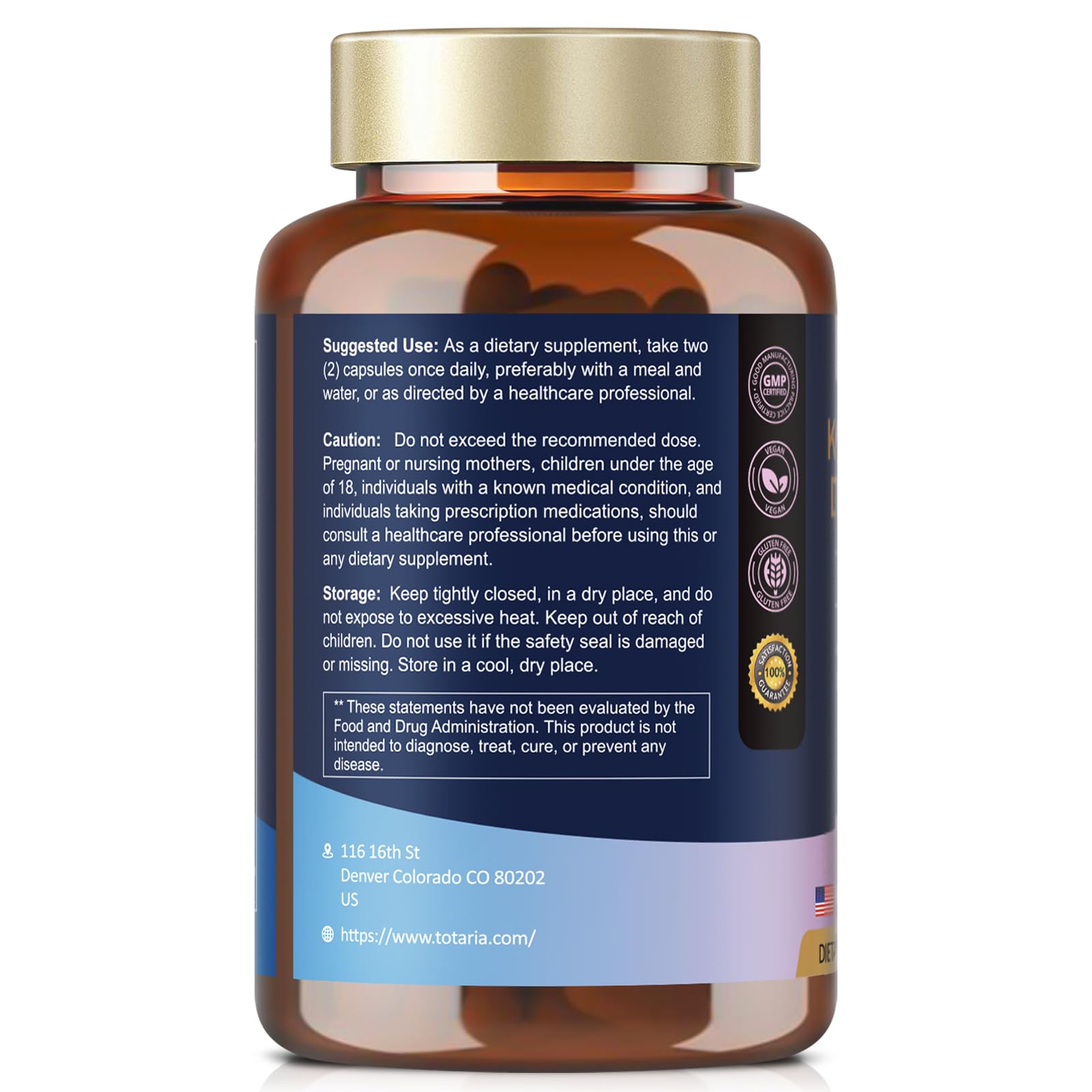 Totaria Capsule and label detail communicates premium quality and clean ingredients.