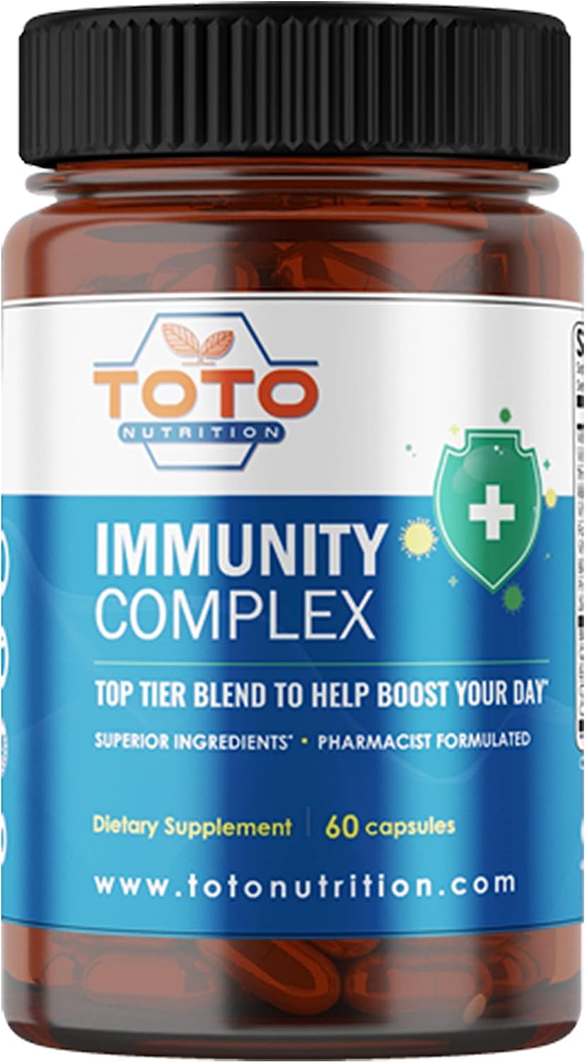 TotoNutrition Immunity Support Booster bottle front with vegan, gluten-free formula for daily wellness