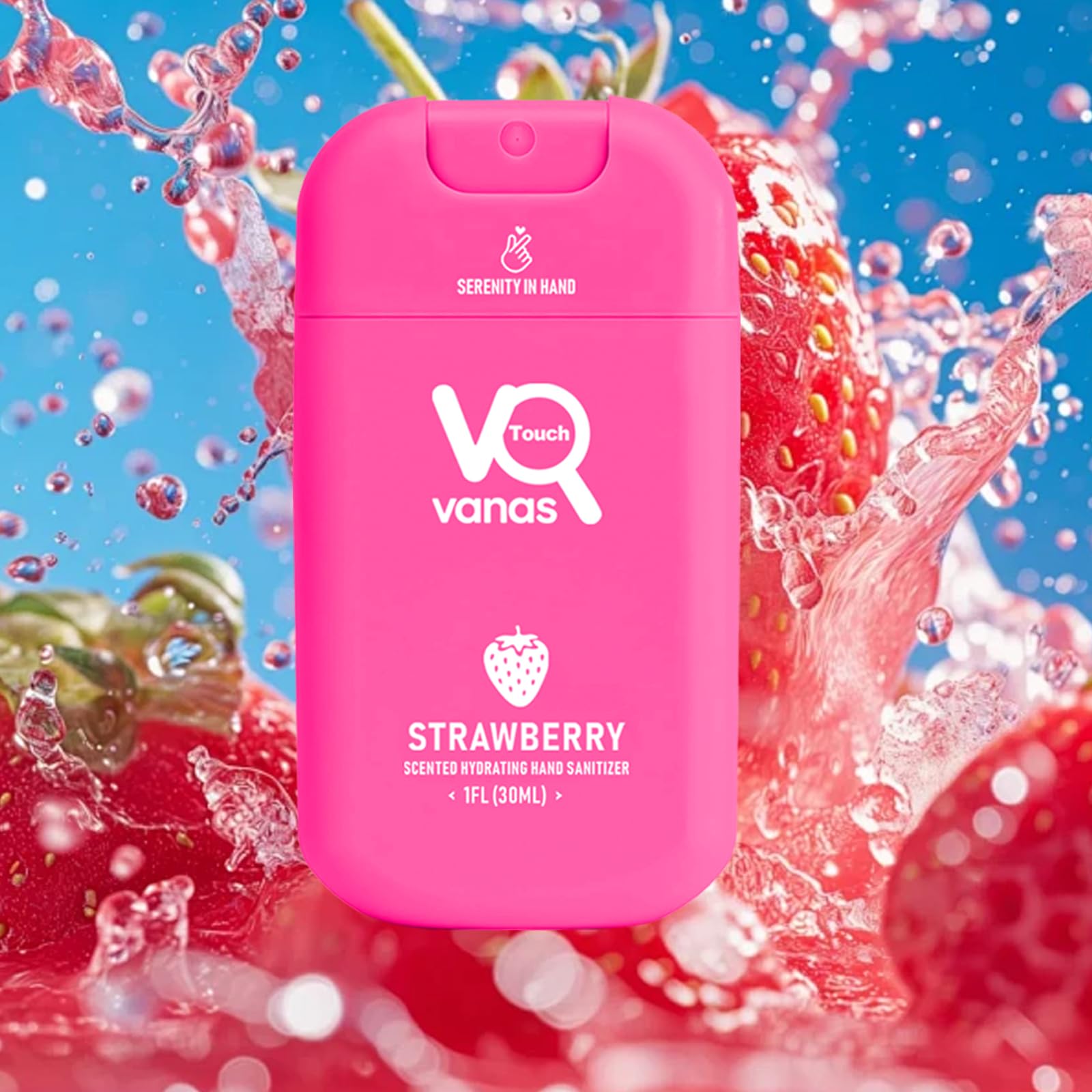 Touch Vanas four-pack pocket sanitizer display showing all flavors.