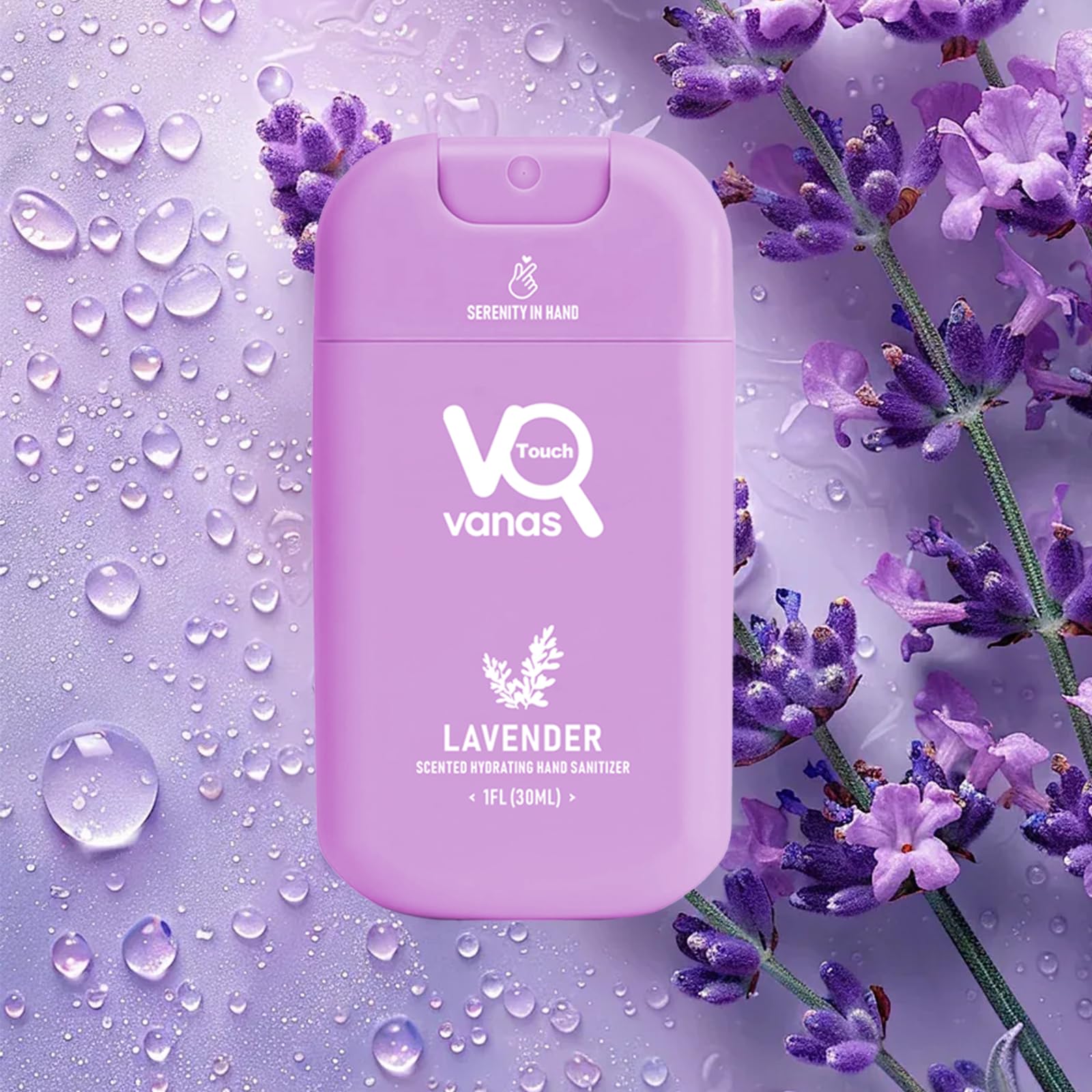Touch Vanas Strawberry Aloe scent sanitizer spray bottle with pocket-friendly design.