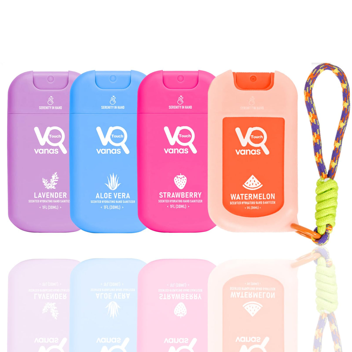 Touch Vanas Watermelon scent sanitizer spray bottle for on-the-go freshness.