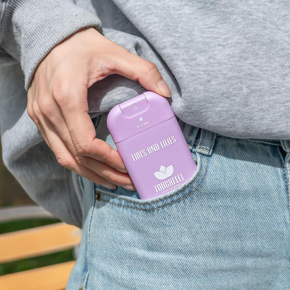 TouchFeel Power Mist fragrance notes include water lily and cedar.