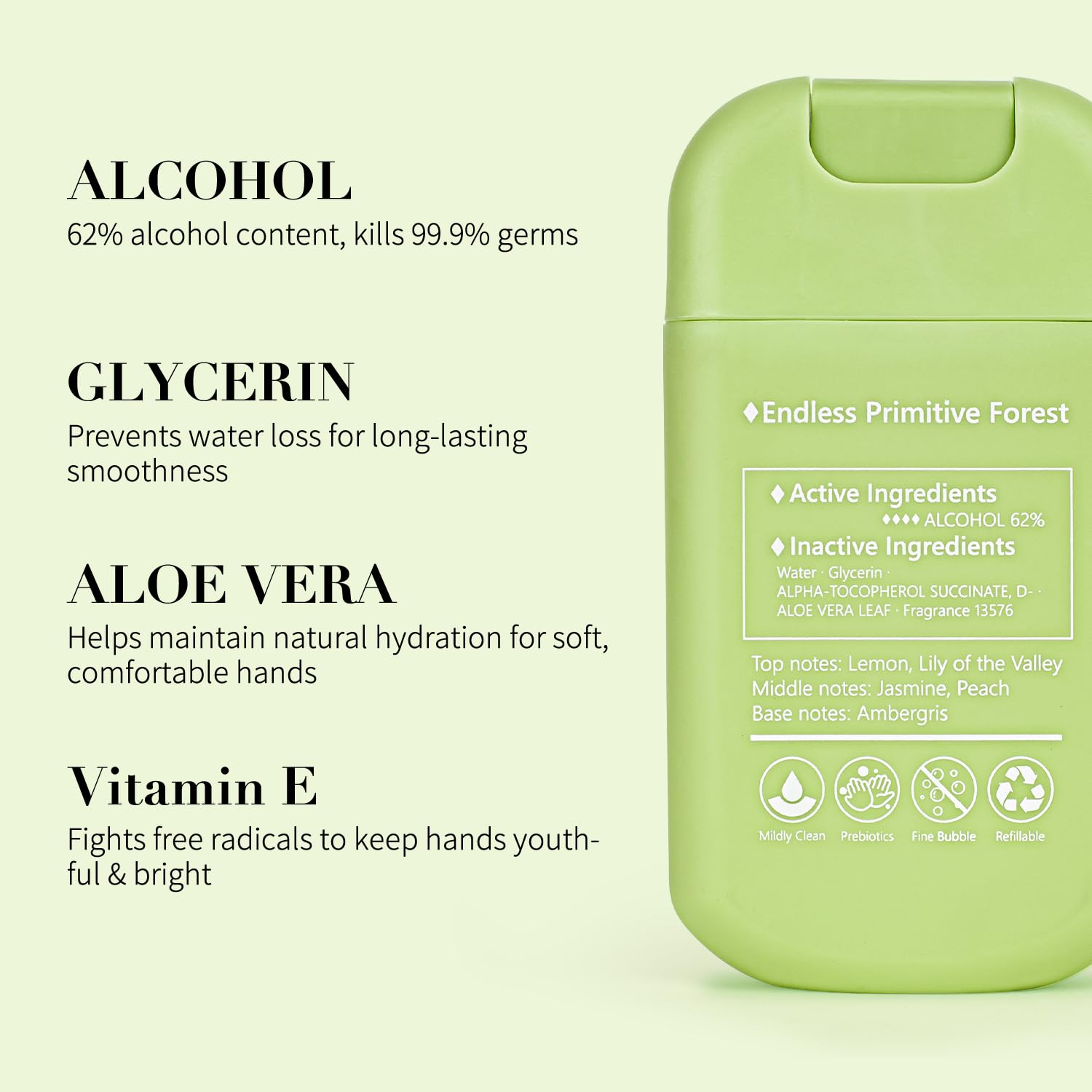 Refillable TOUCHFEEL Power Mist pocket sprayer supports sustainable hygiene.