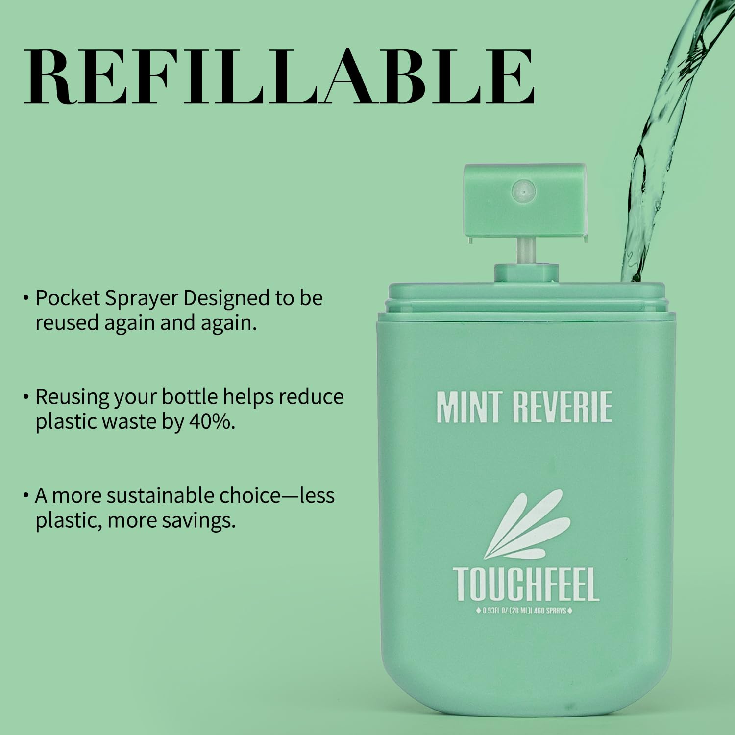 TOUCHFEEL Travel-friendly flat bottle lying, easy to slip into bag.