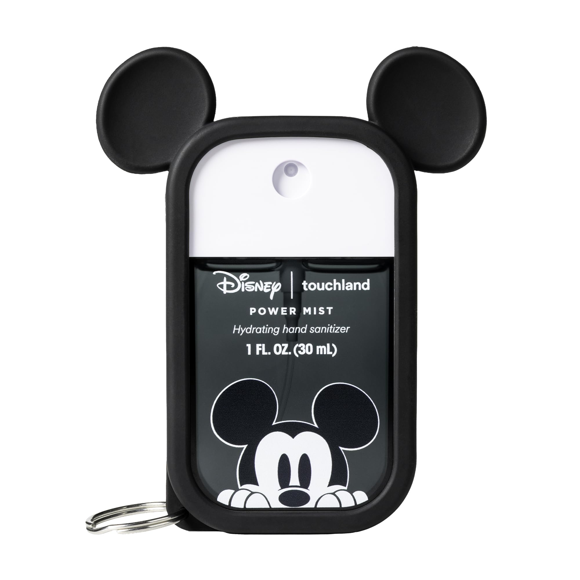 Touchland Disney sanitizer bottle highlighting hydrating formula for daily use.