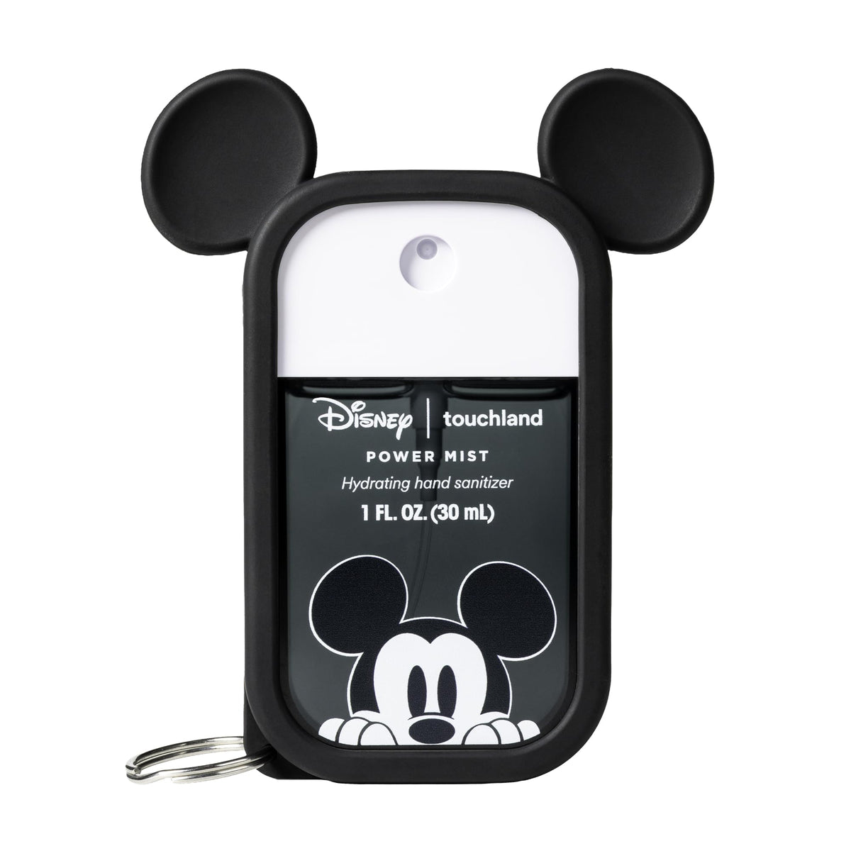 Touchland Disney sanitizer bottle highlighting hydrating formula for daily use.