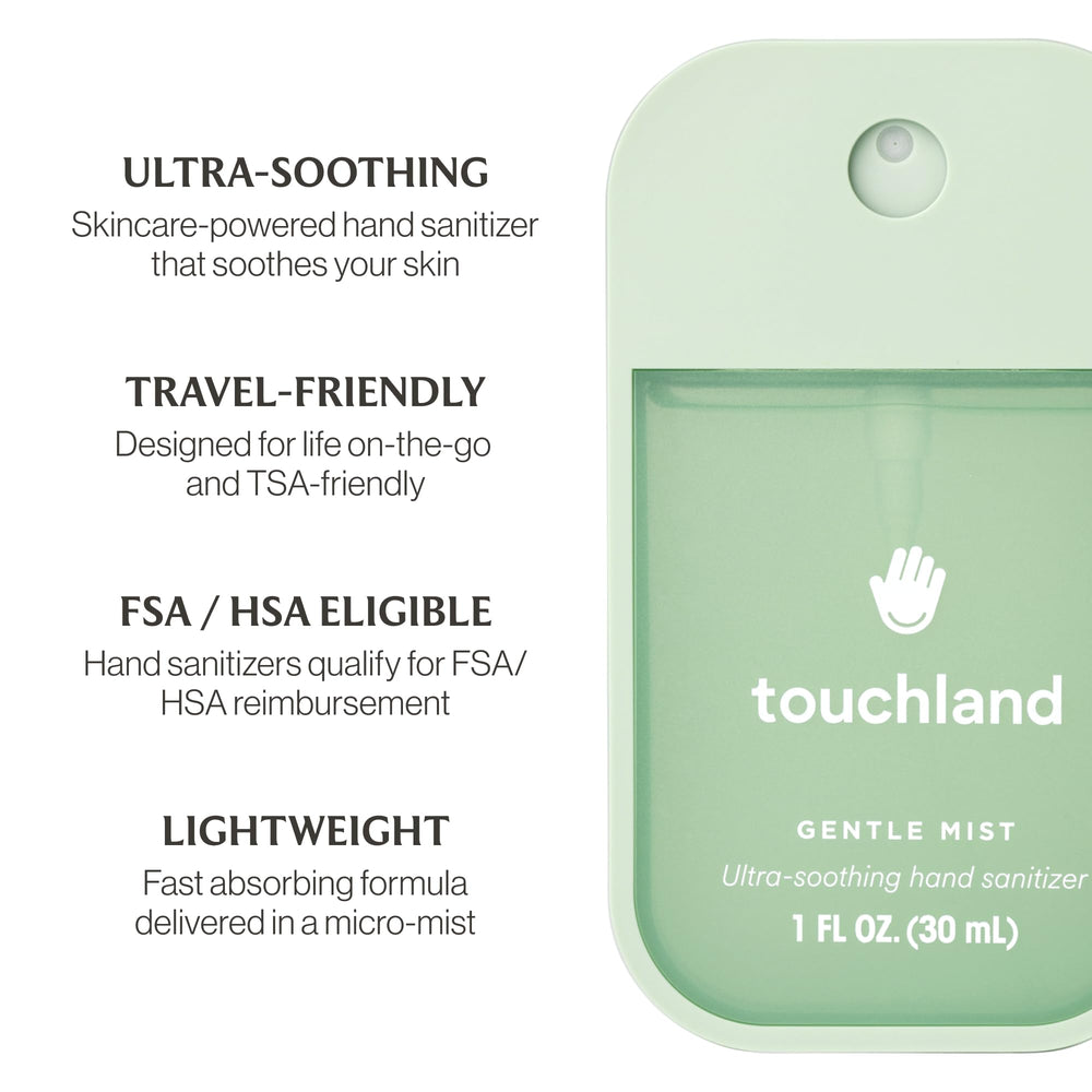 Touchland Gentle Mist 1 oz travel size ready for purse or bag.