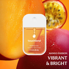 Touchland Juicy Five Velvet Peach spray leaves hands softly scented.