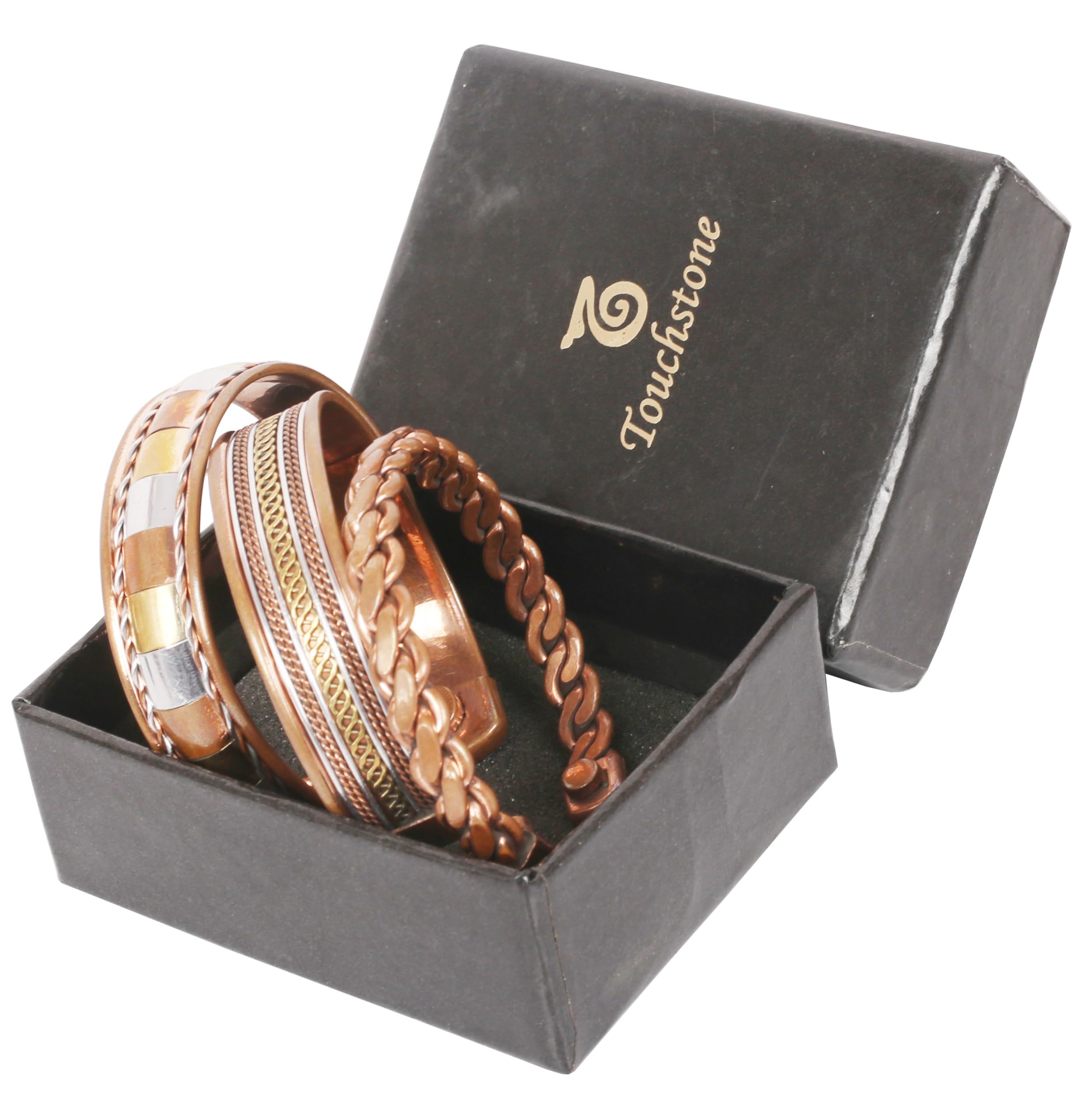 Touchstone lifestyle shot with copper bracelets worn together