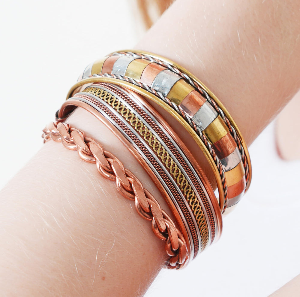Touchstone rope-braided tibetan copper bracelet texture