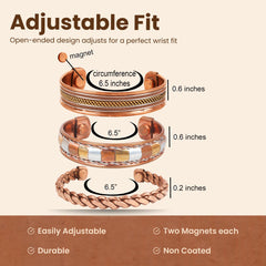 Touchstone design B copper bracelet with magnetic closure for secure wear