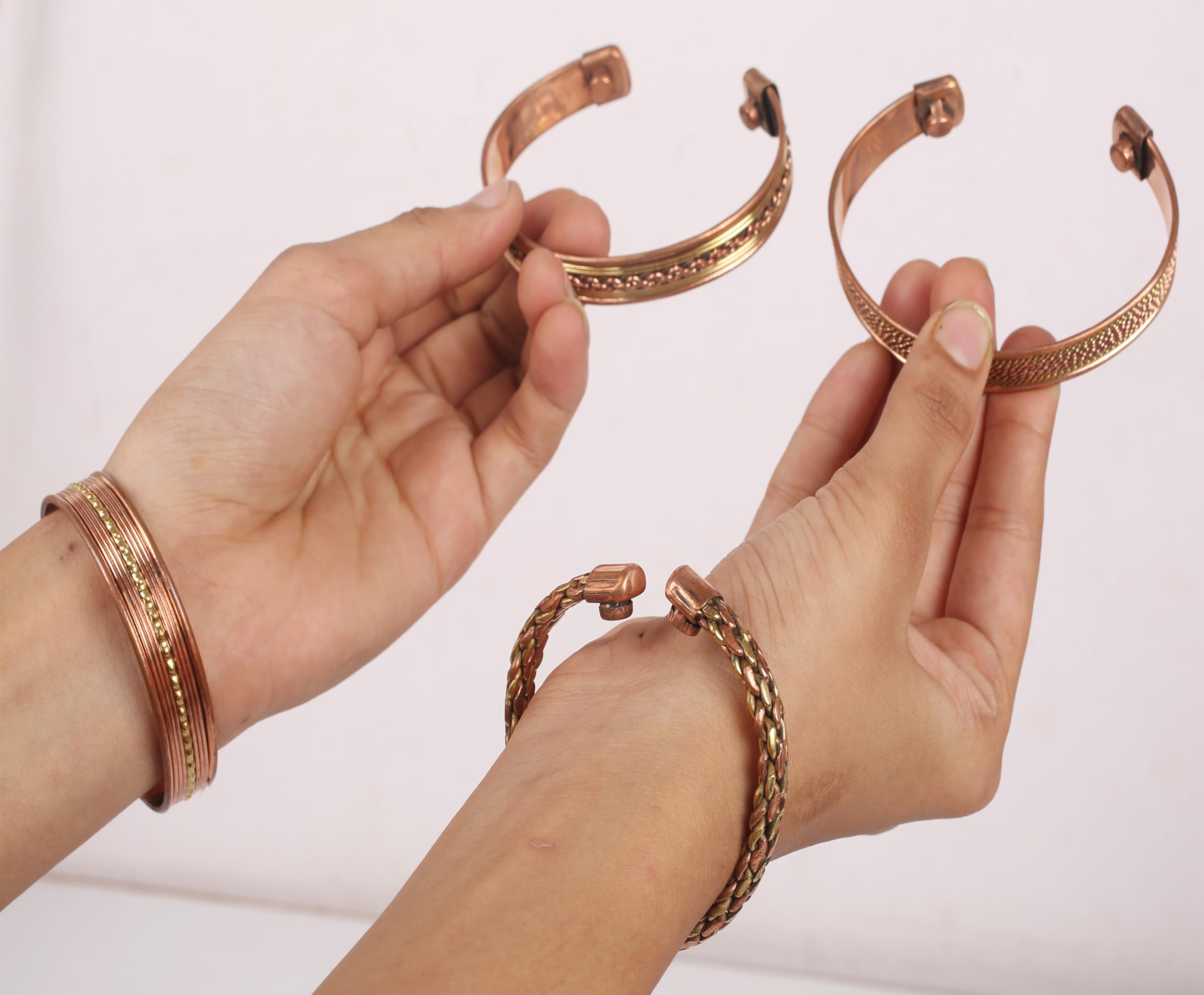 Touchstone copper magnetic bracelet Tibetan style design 4, adjustable fit for most wrists.