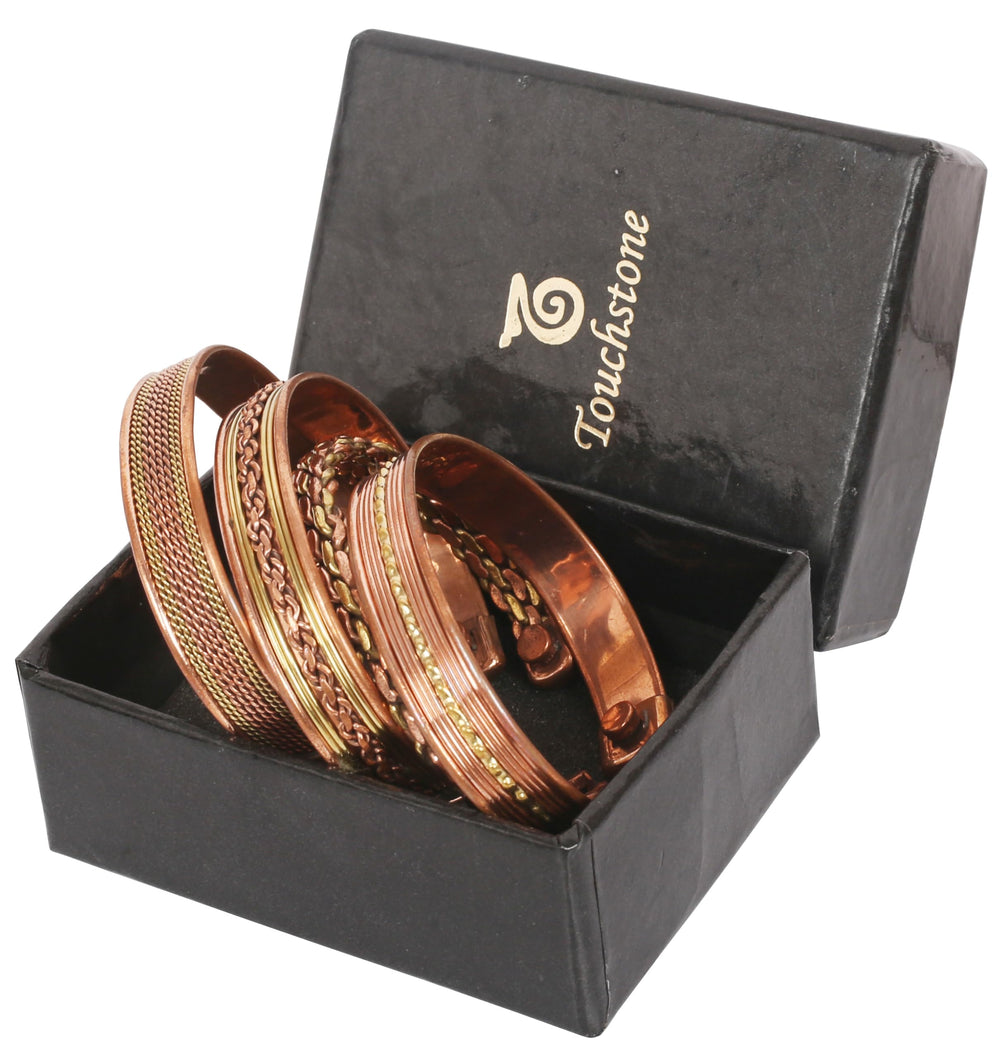Touchstone copper magnetic bracelet Tibetan style design 6, hand-forged copper craftsmanship.