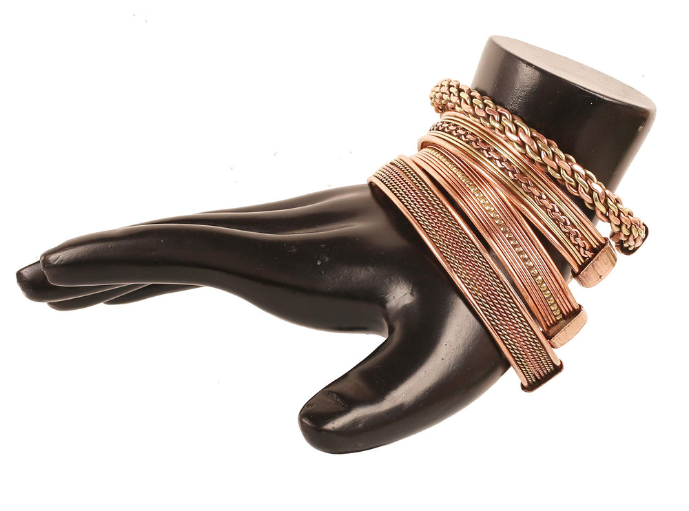 Touchstone copper magnetic bracelet Tibetan style design 7, comfortable slip-on wear.