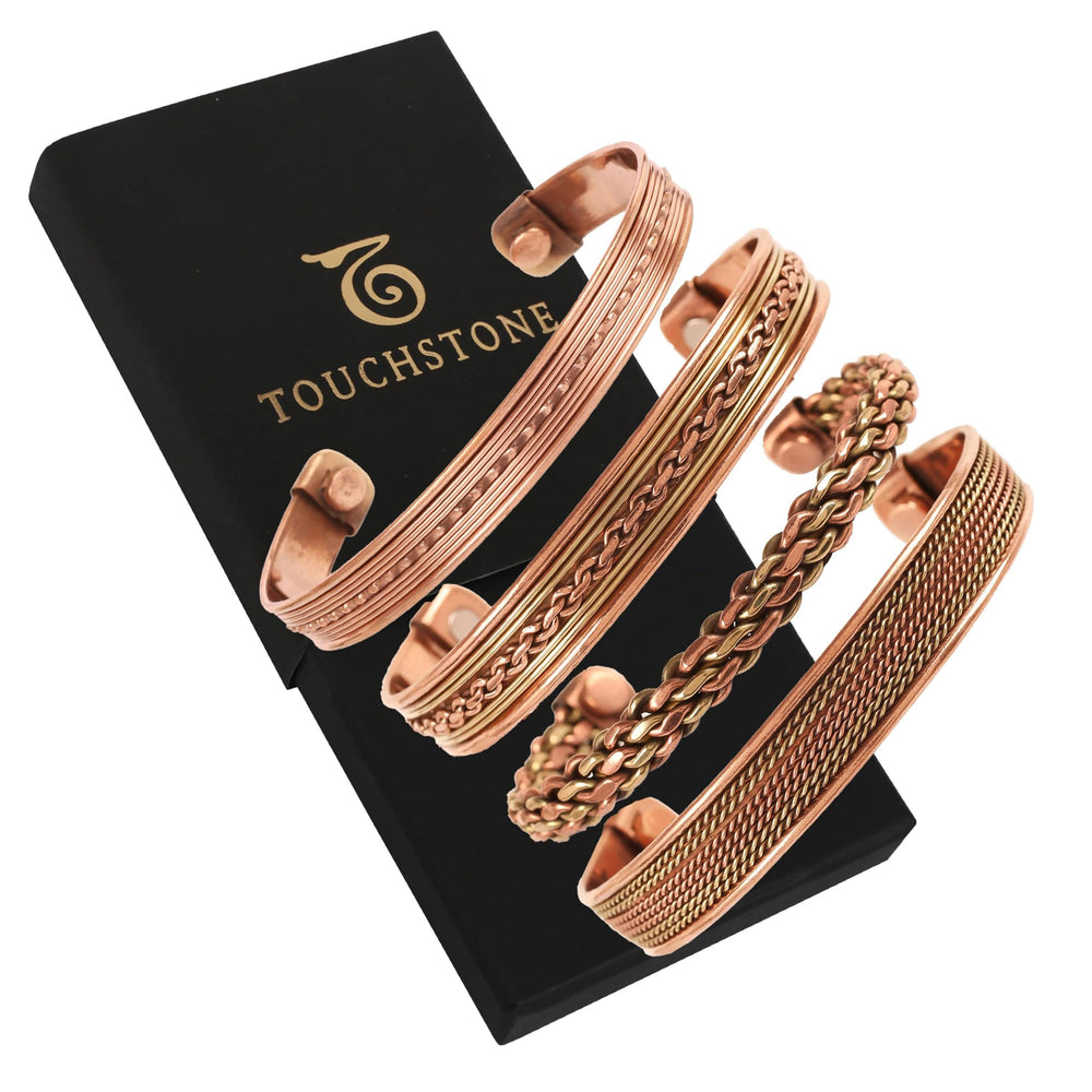 Touchstone copper magnetic bracelet Tibetan style design 8, timeless Tibetan-inspired motif.