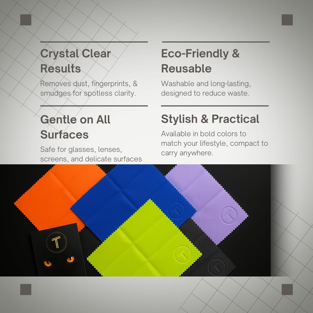 TOVO Prime laptop screen cleaning cloth yields crisp, glare-free viewing.