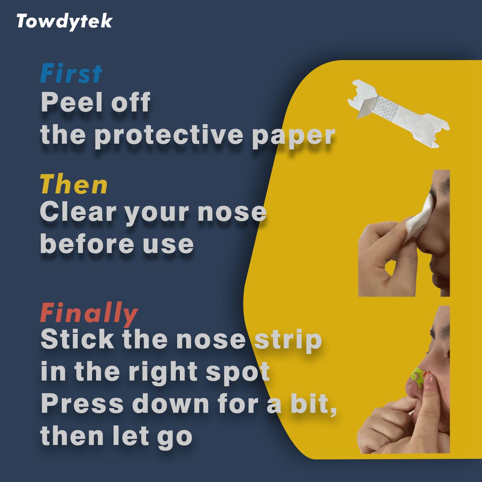 Towdytek nasal strip adhesion on oily skin stays strong in diverse conditions.