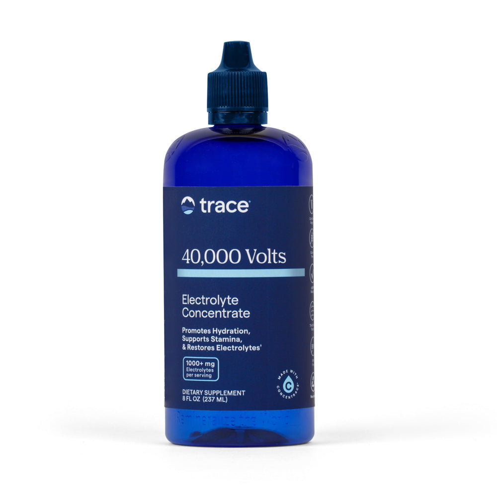 Trace Minerals 40,000 Volts bottle front view for hydration support during training
