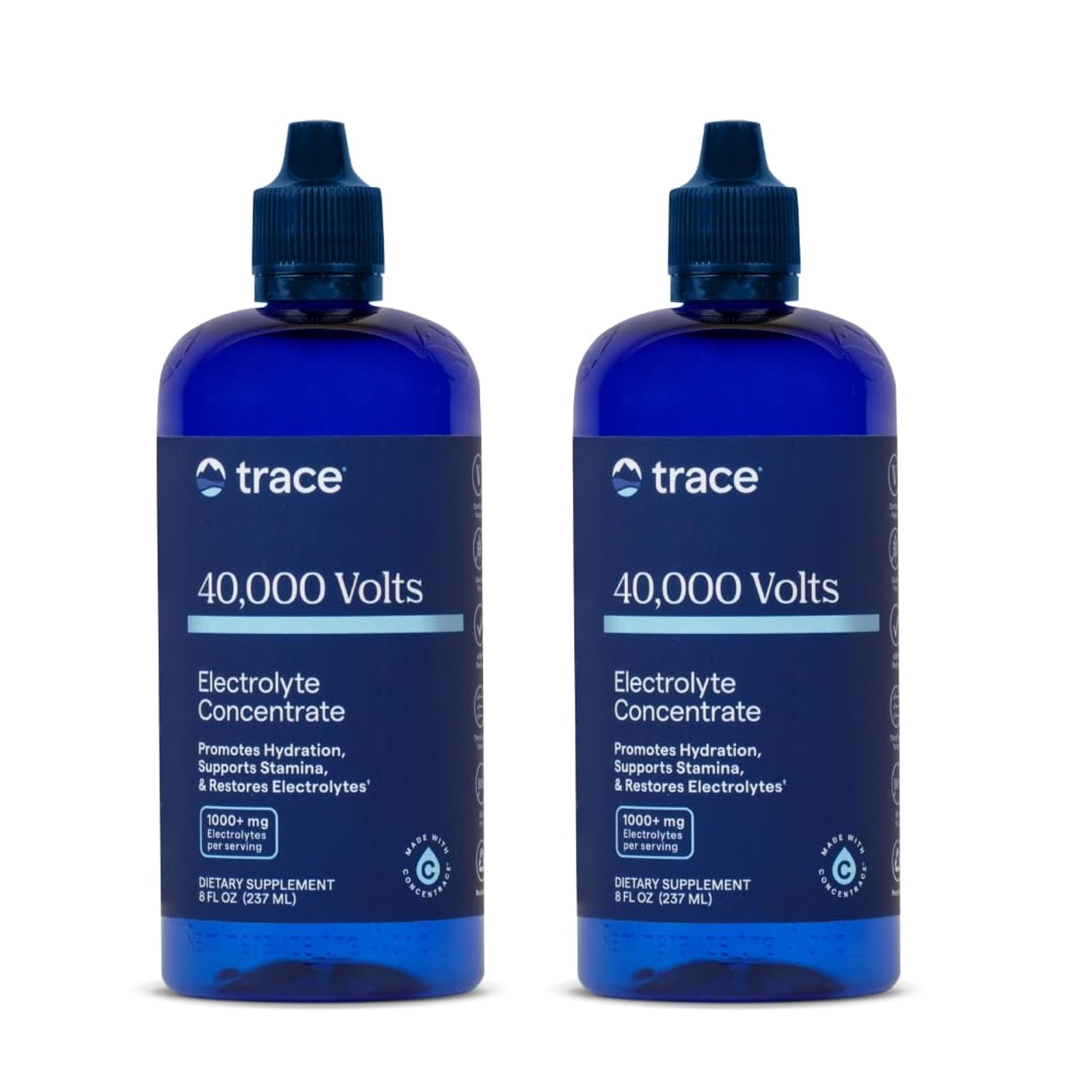 Trace Minerals 40,000 Volts bottle being poured to support hydration during workouts
