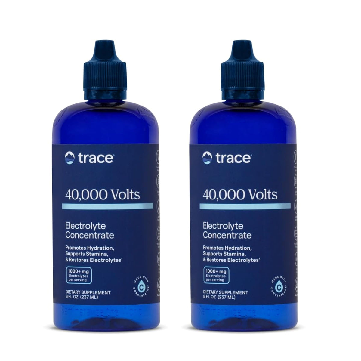 Trace Minerals 40,000 Volts bottle being poured to support hydration during workouts