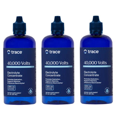Trace Minerals 40000 Volts bottle highlights hydration support for active days.