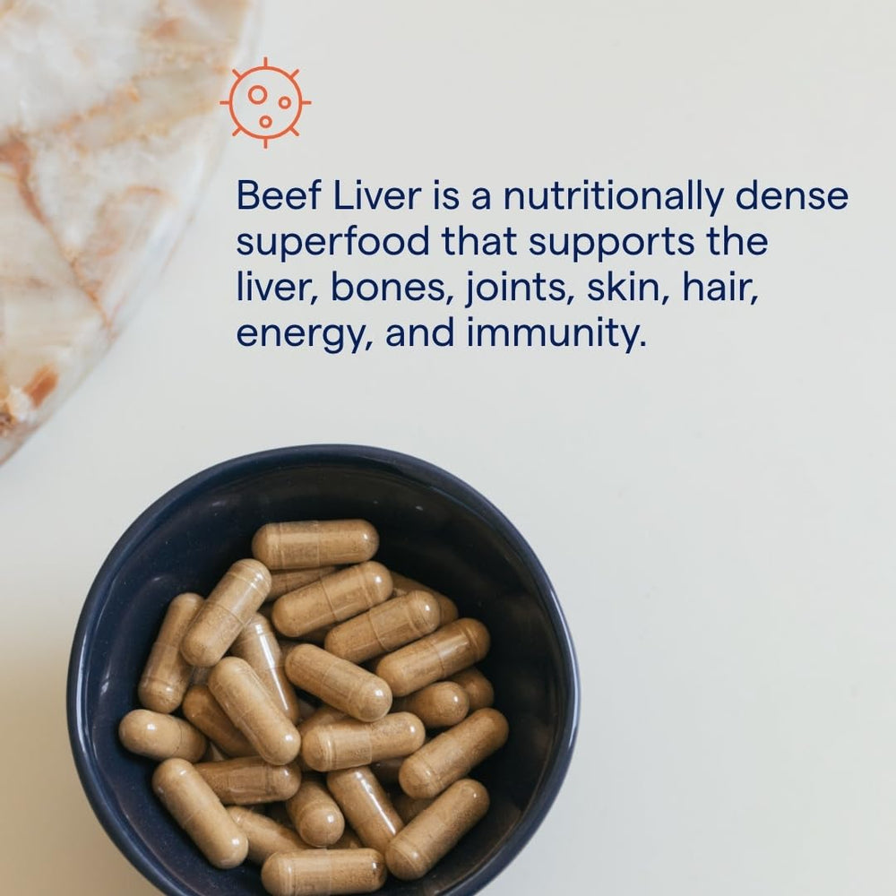 Trace Minerals Beef Liver label emphasizes natural superfood nutrition and organ support.