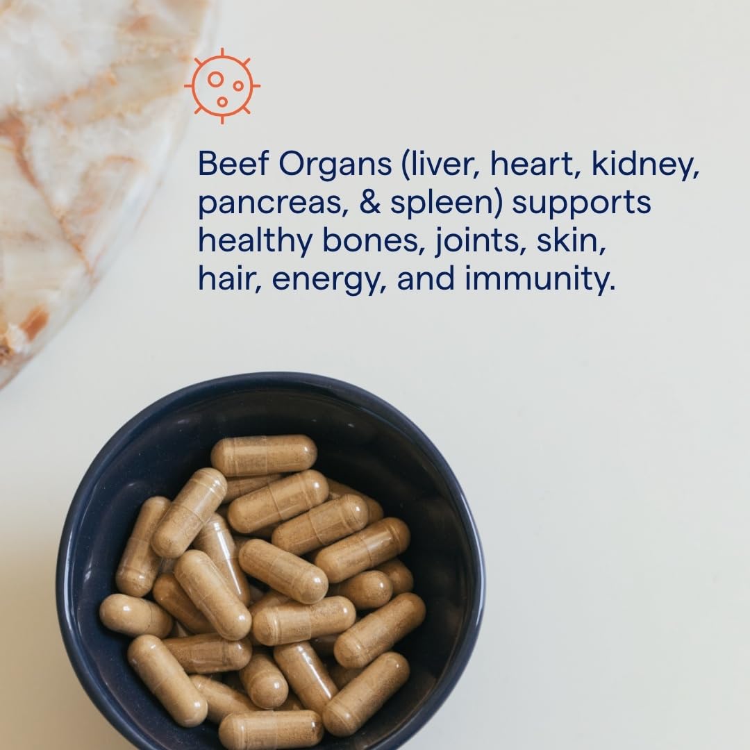 Trace Minerals Beef Organs capsules arranged for easy daily dosage and energy balance.