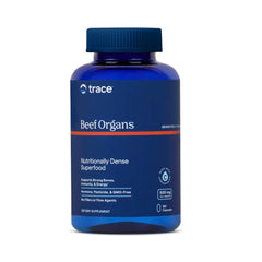 Trace Minerals Beef Organs bottle showing liver and heart blend for daily vitality support.